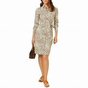 J McLaughlin Haarlem Zebra Seaspray Long Sleeve Dress